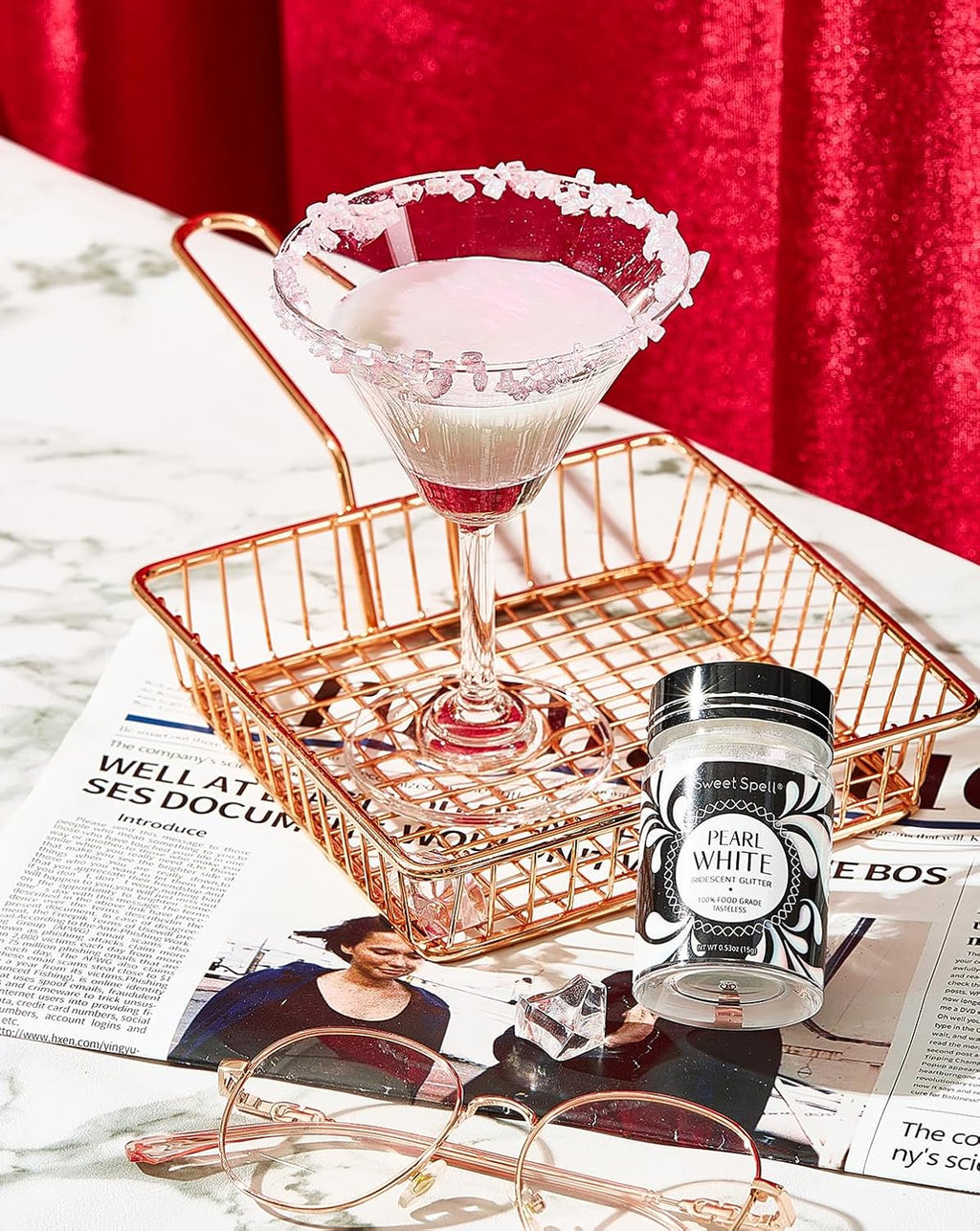 Sweet Spell Edible Glitter (15g) - Shimmer Sparkles for Drinks, Cakes, Cocktails - 100% Edible & Food Grade Glitter, Vegan, Gluten-Free (Iridescent Pearl White)