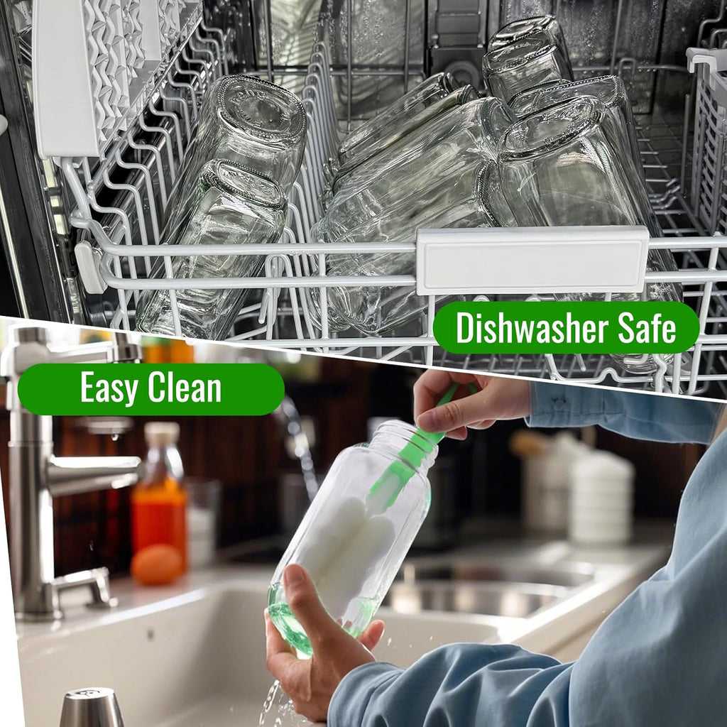 BIGIVACA 16 oz Glass Juice Bottles with Lids,6 PACK Bottles for Juicing,Square Drinking Jars Glass for Coffee,Cola,Milk,Tea in Travel,Work,School