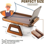 Tinamo Acacia Wood Sofa Armrest Tray with Phone Holder - Large Sofa Arm Tray Table Clip - Couch Arm Table for Wide Couches - Wooden Side Tables for Small Spaces for Eating and Drink(13.8" x 9.5" x 1")