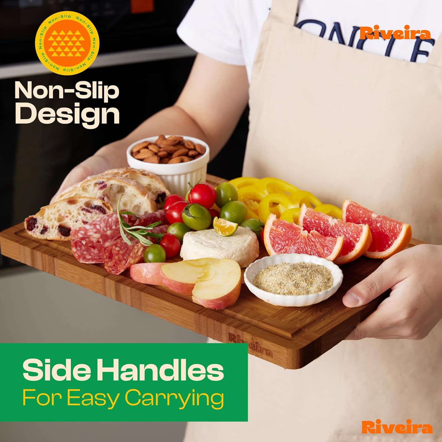 Riveira Bamboo End Grain Wood Cutting Board – Versatile And Durable: Set Of 3 Pcs Wooden Cutting Boards – Natural Wooden Cutting Boards For Kitchen Set – Complete Bamboo End Grain Cutting Board