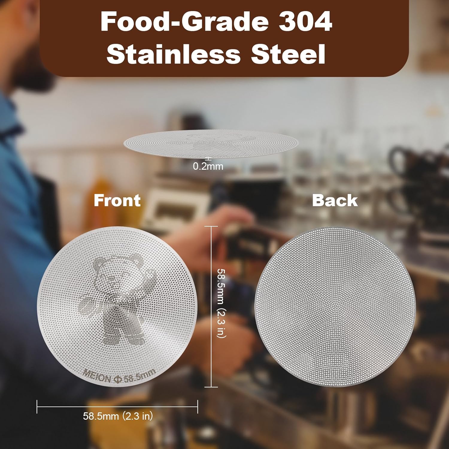 MEION 58.5mm Espresso Puck Screen-3 Pack 0.2mm Ultra Thin Espresso Puck, Stainless Steel Reusable Coffee Filter, Compatible with Espresso Machine 58mm Portafilter Basket