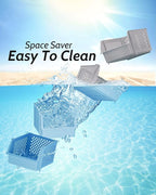 TidyFriend Stackable Storage Bins for Pantry, 4 Pack Stackable Bins For Organizing Food, Kitchen, and Bathroom Essentials (Light Grey)