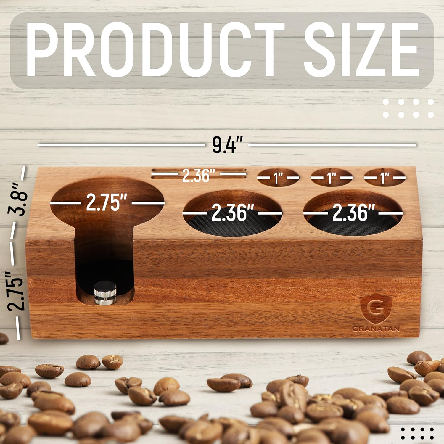 Espresso Tamping Station, Acacia Wood Tamper Station, 54-58 MM Coffee Tamper Holder, Espresso Machine Accessories