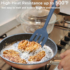 Coukre 2 Pack Silicone Spatula Set, High Heat Resistant, BPA Free Kitchen Spatula, Solid & Slotted Turner for Non-Stick Pans, Sautéing, and Flipping (2, PureDarkBlue)