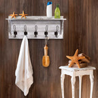 HBCY Creations Rustic Wall Mounted Coat Rack with Shelf - Solid Wood 24" Entryway Shelf with 5 Coat Hangers. Perfect Touch for Your Entryway, Mudroom, Kitchen, Bathroom and More, Whitewash