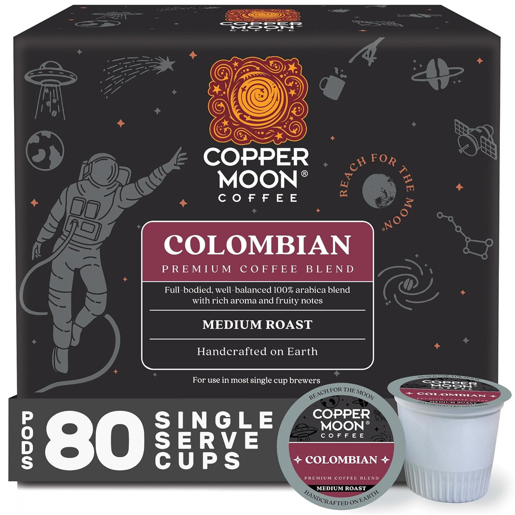 Copper Moon Single Serve Coffee Pods For Keurig K-Cup Brewers, Medium Roast, Colombian Blend, 80 Count