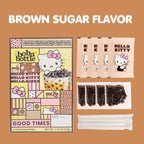 Hello Kitty Instant Boba Milk Tea Variety Kit, Brown Sugar, Taro, Match Flavor, with Taiwan Tapioca Pearls, Paper Straws Included (12 Servings)