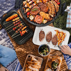 TP Grilling Prep and Serve Trays, 17" BBQ Tray for Meat Marinating and Food Plating, Melamine Serving Platters Set of 2 Grilling Accessories, Black and White