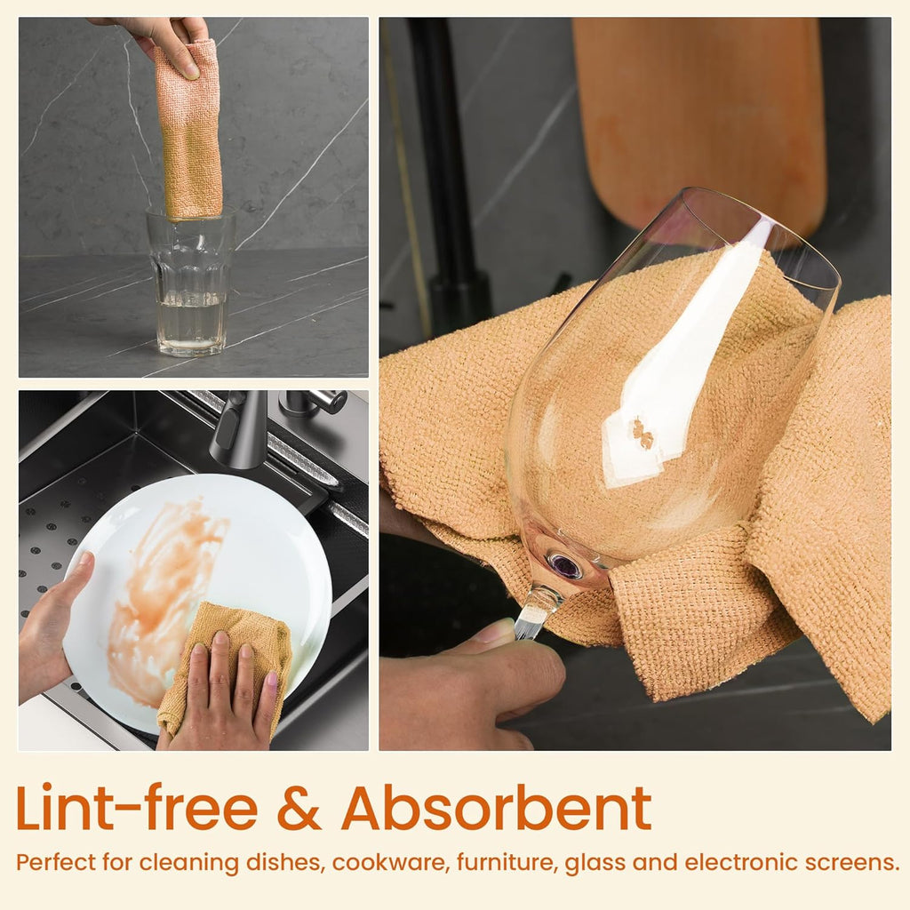 Greenfound Microfiber Cleaning Cloth Roll -80 Pack, 11.5x11.5, Tear Away Towels, Reusable and Washable Rags, Orange