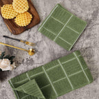 Glynniss Kitchen Towels and Dishcloths Set, Four Dish Towels 16x26 Inches, Four Absorbent Dish Cloths for Washing Dishes 12x12 Inches, Cleaning and Drying for Everyday Use Pack of 8 (Green)