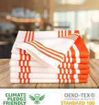 Urban Villa Kitchen Towels 100% Cotton Dish Towels for Kitchen (Set of 6)20”x30” Dish Cloths Highly Absorbent Kitchen Linen Set with Hanging Loop Perfect for Drying Dishes Cleaning Towels-Orange White