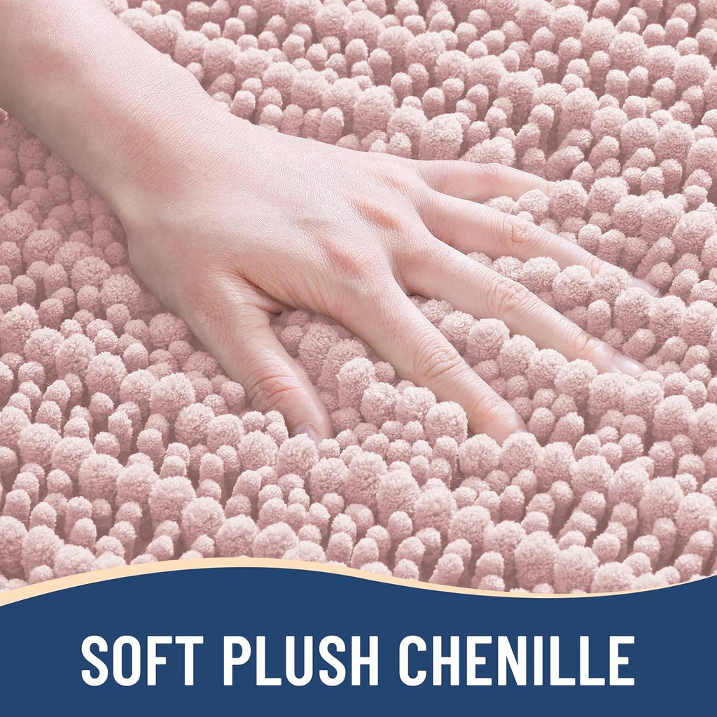 Arotive Luxury Chenille Bathroom Rug Mat, Extra Soft Thick Absorbent Shaggy Bath Rugs, Non-Slip Machine Wash Dry, Plush Bath Mats for Bathroom, Shower and Tub, 34x21, Dirty Pink