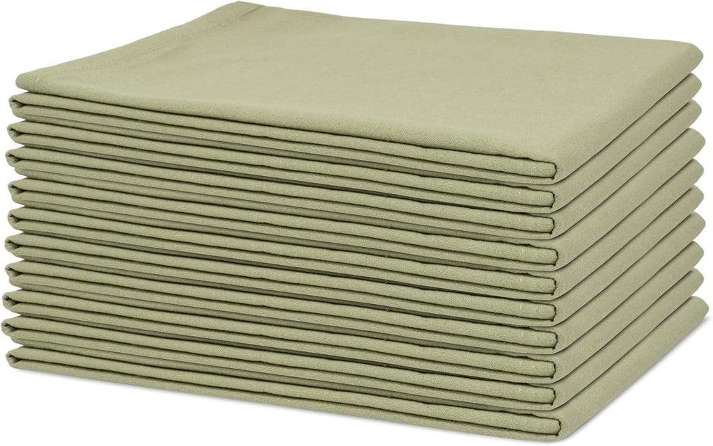 Organic Cotton Sage Flour Sack Kitchen Towels - 10 Pack, 27"x27", Highly Absorbent, Lint-Free Flour Sack Tea Towels for Baking, Kitchen and Dish Drying - 100% Cotton Sage Dish Rags (10 Pack)
