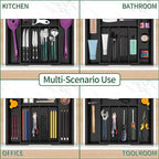 Utoplike Bamboo Silverware Drawer Organizer, Expandable Kitchen Utensils Drawer Organiser, Cutlery Tray Dividers, Flatware Caddy Drawer Insert, Office Supplies, Black 5-7 Slot