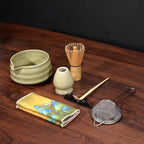 7 Pcs Matcha Whisk Set, Matcha Bowl with Spout, Matcha Whisk and Holder, Bamboo Scoop with Holder, Stainless Sifter and Tea Towel, Japanese Matcha Ceremony Set for Authentic Tea Powder & Home Rituals