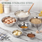 COOK WITH COLOR Stainless Steel Mixing Bowls Set - Nesting Bowls, 6 Pieces, Silver with Non Slip Bottom