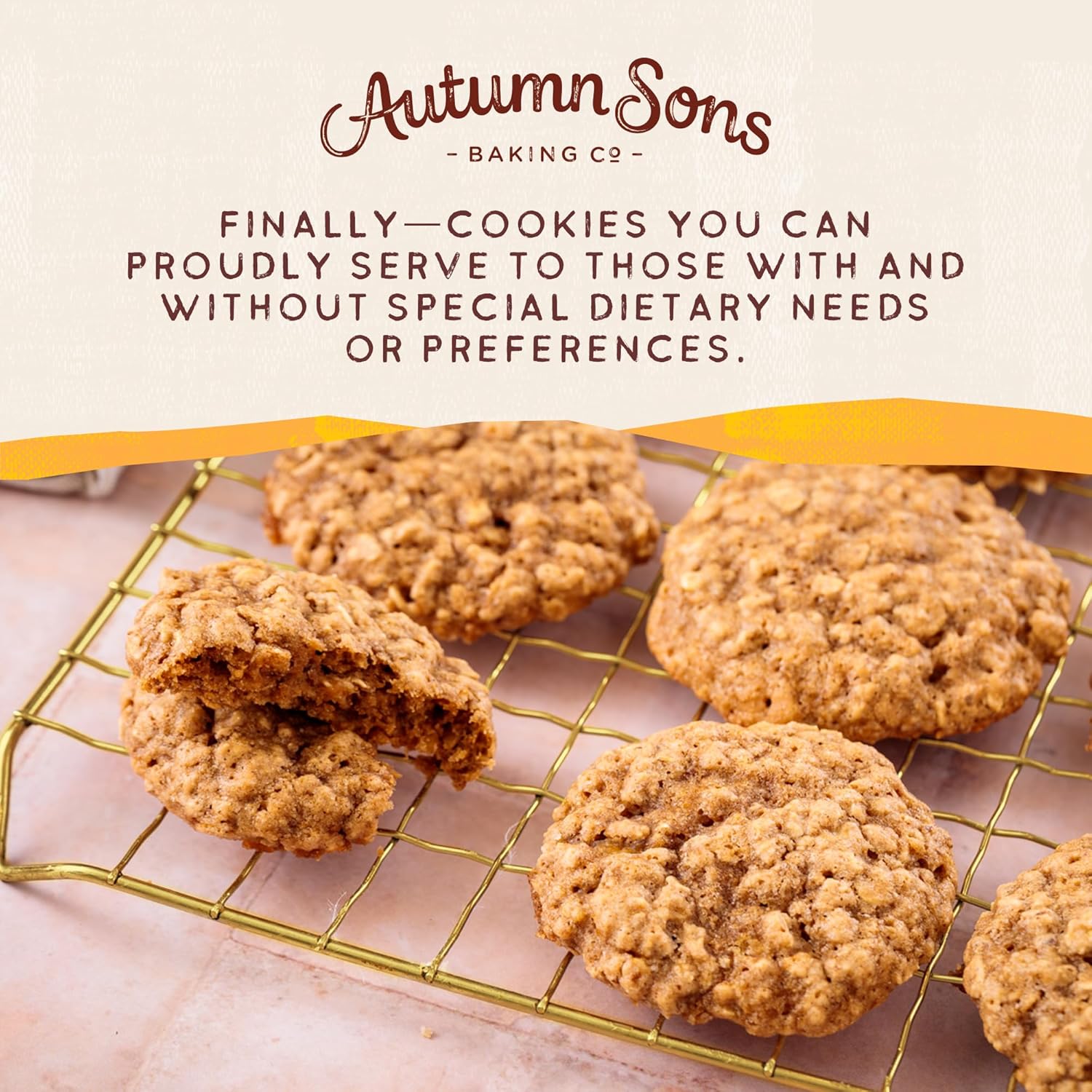 Autumn Sons Baking Co. Gluten Free Oatmeal Cinnamon Cookie Mix. Vegan Plant Based Baking Mix. Free From 11 Common Allergens. Dairy Free, Nut Free, Soy Free, Non GMO. 9.3 oz (Pack of 3)