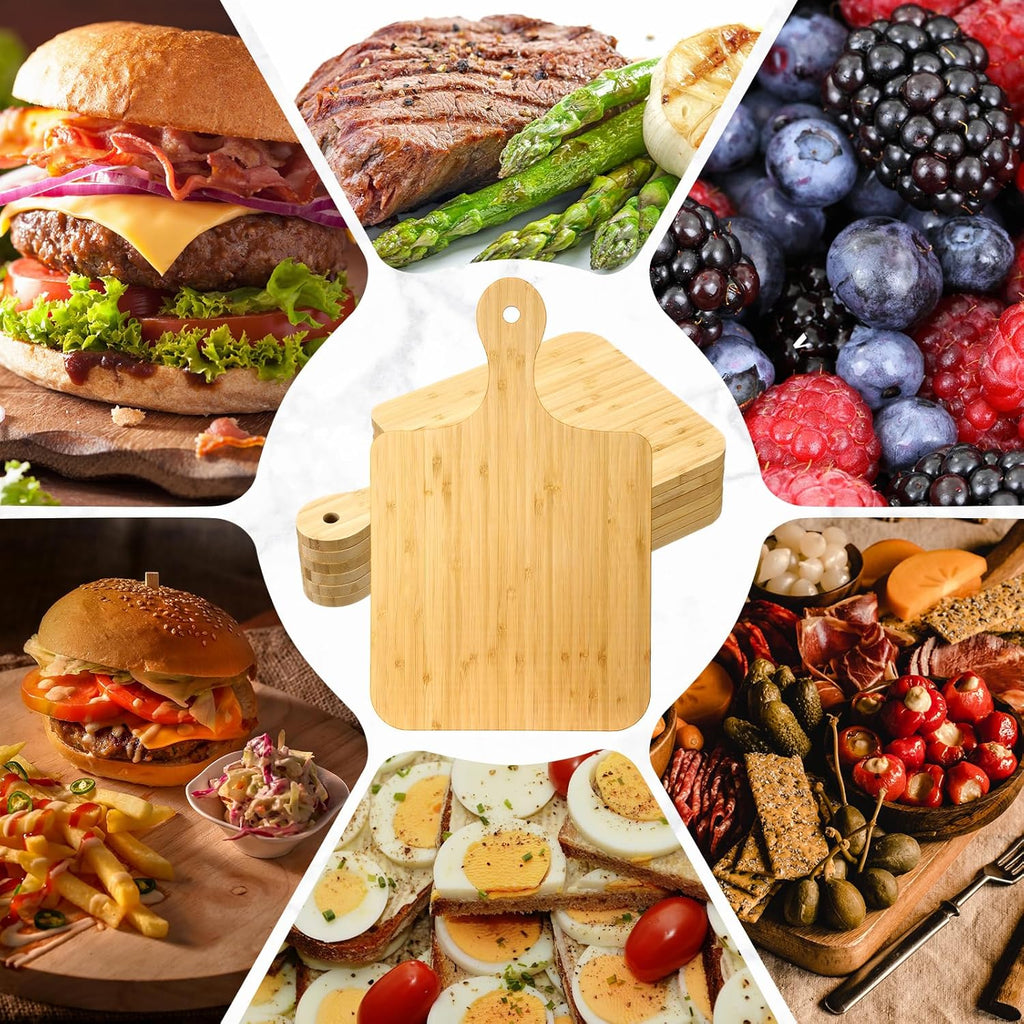 Lounsweer 6 Pcs Thicken Cutting Board Bulk Wood Board for Chopping Serving Charcuterie Material for Laser Engraving Mother' Day Wedding Housewarming Gift(Bamboo,16 x 10 Inches)