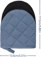 Short Oven Mitts, Heat Resistant Silicone Kitchen Mini Oven Mitts for 500 Degrees, Non-Slip Grip Surfaces and Hanging Loop Gloves, Baking Grilling Barbecue Microwave Machine Washable, 1 Piece