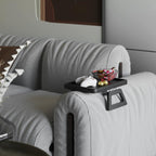 Tinamo Acacia Sofa Arm Tray, Rectangle Couch Armrest Table - Couch Accessories, Armchair Caddy, Clip on Tray for Home Sofa Living Room, Sofa Arm Table (Black, 13.75" D x 9.5" W x 1" H)