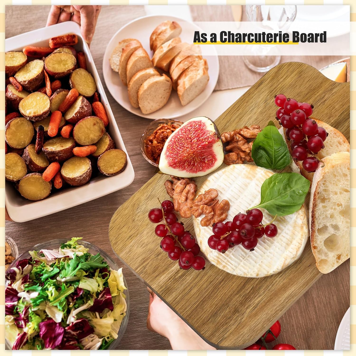 Lounsweer 6 Pcs Thicken Cutting Board Bulk Wood Board for Chopping Serving Charcuterie Material for Laser Engraving Mother' Day Wedding Housewarming Gift