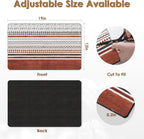 Arttown Coffee Mat for Countertops, Rust Stripes Boho Industrial Art Dish Drying Mat 2 Pcs for Kitchen Bar Accessories, Fit Under Coffee Maker Espresso Machine Dish Rack Hide Stain Rubber 12x19in