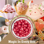 Twisweet Red Pearl Sprinkles for Cake Decorating, Edible Sugar Pearls for Baking, Mix Size, Cake Topper Cupcake Cookie Ice Cream Dessert Decorations, Valentines Birthday Christmas Supplies (130g/4.58oz)
