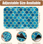 Dish Drying Mat Blue Moroccan Tile Coffee Bar Mat for Countertop Absorbent Hide Stain Rubber Backed Dish Drainer Rack Pad Espresso Machine Table Accessories Dining Room Decor 11.8 x 19.7 Inch