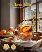 Kitchables Double Walled Glass Coffee Mugs Set of 2, 12oz - Insulated Glass Coffee Mugs for Cappuccino, Latte, Tea, Espresso - Latte Cup - Tazas Para Cafe