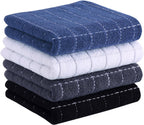 Homaxy 100% Cotton Terry Kitchen Towels(Multiple Color, 13 x 28 inches), Checkered Designed, Soft and Super Absorbent Dish Towels, 4 Pack