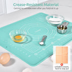 U-Taste Liquid Silicone Pastry Mat: 16"x20" Food-Grade Non-Stick Dough Rolling Baking Sheet, Non Slip for Kneading, Making Pizza, Fondant, Pie Crust with Clear Measurement and Raised Edges (Aqua Sky)