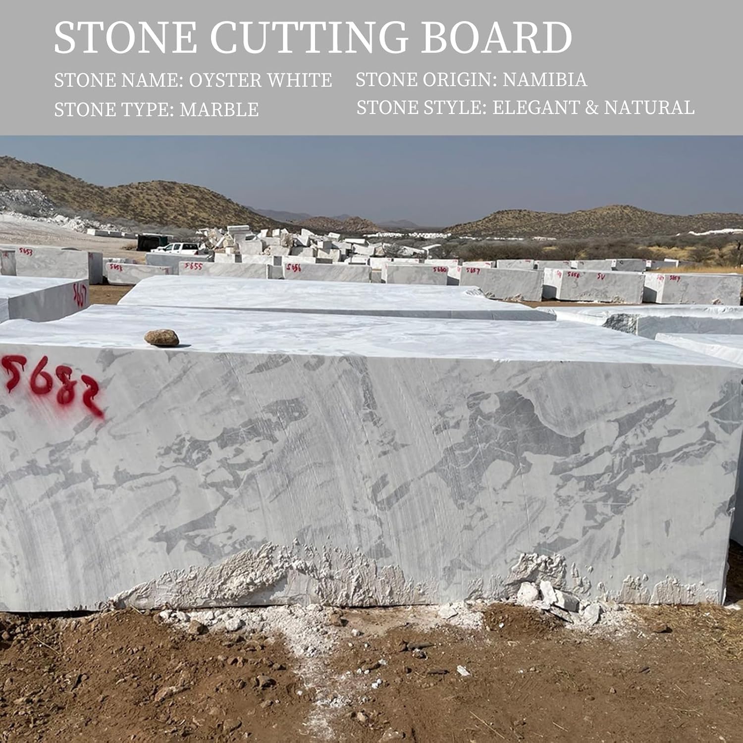 Koville African Natural Marble Cutting Board for Kitchen, 11inch Round Hand Crafted Marble Slab for Cheese, Charcuterie, Pastry Board - Wedding Gift, House Warming Gift(OYSTER WHITE)