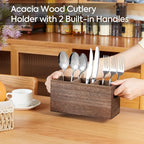 Wooden Silverware Holder,Kitchen Utensil Caddy with 3 Compartments,Cutlery Storage Organizer Countertop,Flatware Organizer for Party,Spoon, Fork Holder