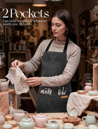 2 Pack Kitchen Cooking Aprons, Soft Aprons for Women Men with 2 Pockets Chef Apron with Adjustable Neck Strap and Long Tie