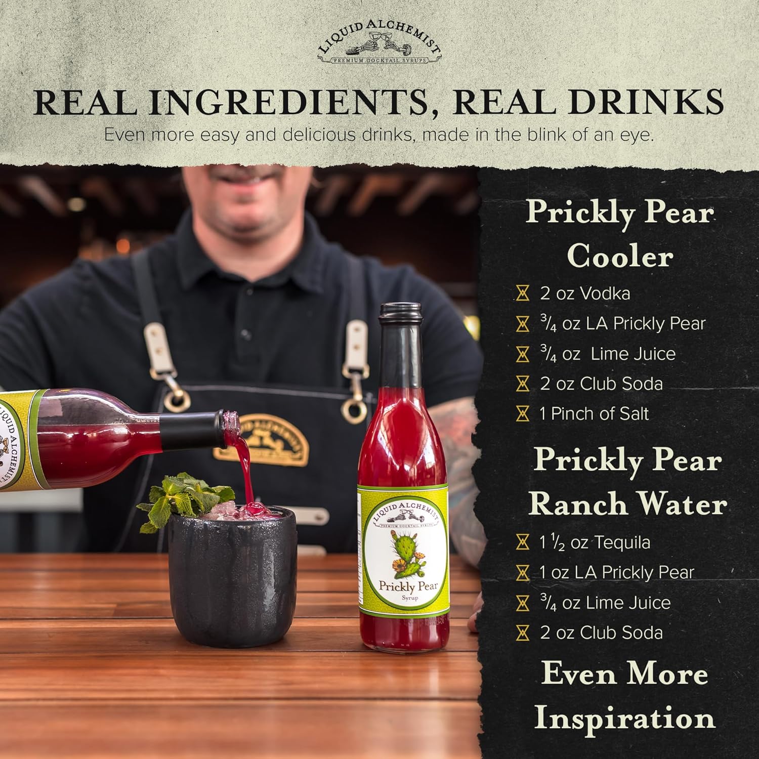 Liquid Alchemist Prickly Pear Syrup for Cocktails - Real Ingredients Make our Mixer Perfect for a Summer Cocktail and Margarita Mix - Vegan & Non-GMO (25 oz)