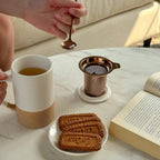 Mora 12oz Ceramic Tea Cup with Infuser, Spoon, Lid - Microwave & Dishwasher Safe