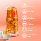 J WAY Instant Mango Peach Black Tea Kit with Authentic Fruity Colorful Tapioca Boba, Ready in Under One Minute, Paper Straws Included - 3 Servings