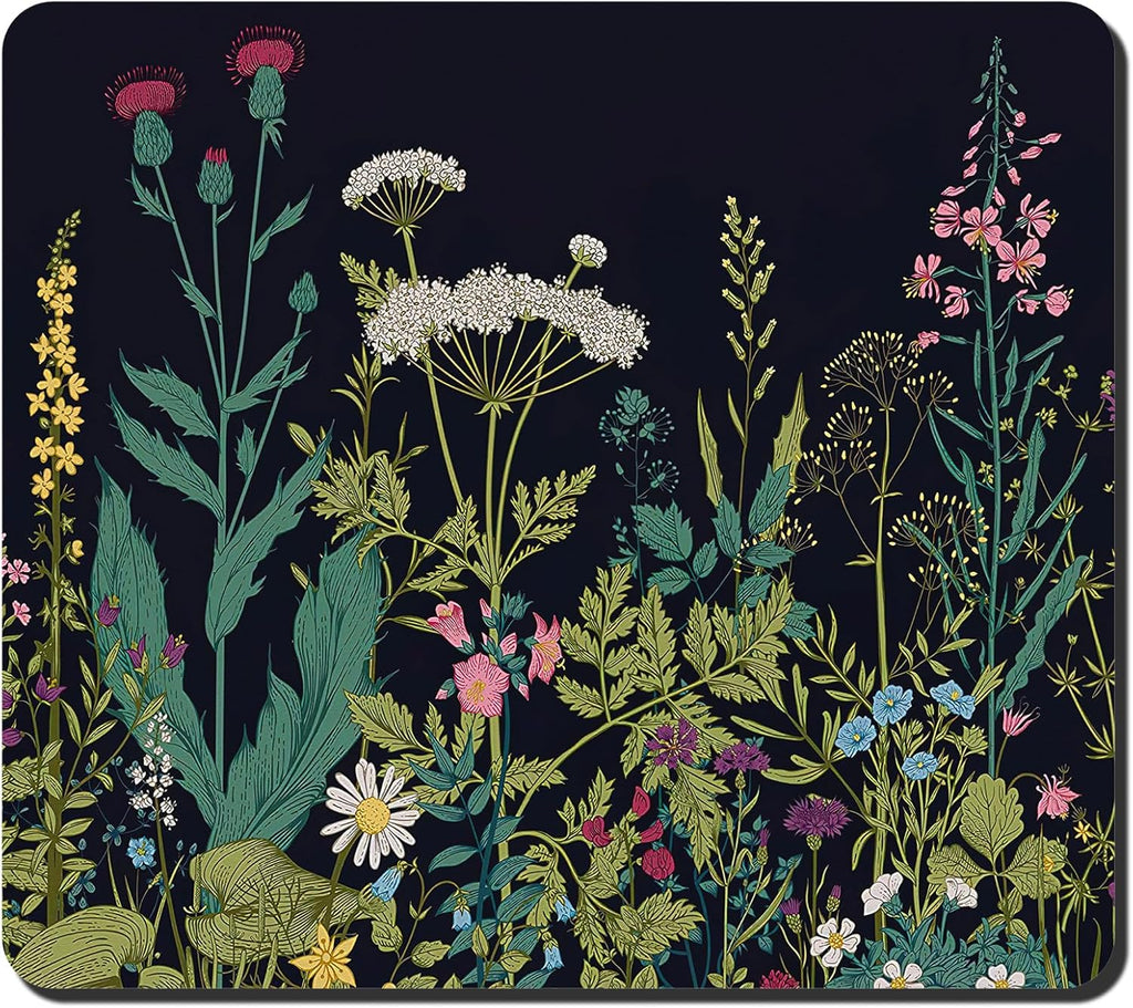 Rnivvi Dish Drying Mat for Kitchen Counter, 16 x 18" Cute Flower Theme Absorbent Heat Resistant Drying Pad with Non-slip Rubber, Coffee Bar Mats for Dish Rack Kitchen Decor Accessories, Black