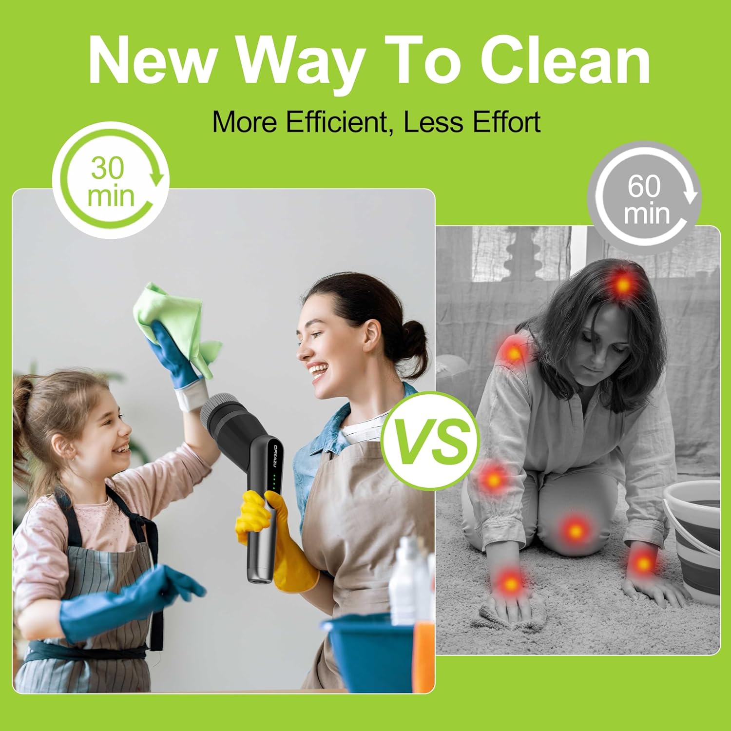 G2-Pro Electric Spin Scrubber - Upgraded 12-in-1 Scrubber Brush Electric, Retractable Handle & 2-Speed for Bathroom, Bathtub, Kitchen, Tile Floors（White/Gray Brush Head）