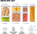 Premium Airtight Food Storage Containers Mega 8P/Set. Total 46.11cup, 7pcs Container and Vacuum Sealer. Smart One-Click Seal Lid, Patented Double Silicone Lining, 100% Leak Proof, BPA-FREE