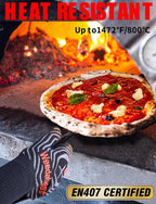 WEEDABEST Hot BBQ Gloves Heat Resistant Kitchen Oven Mitts Professional Long Heat Resistant Cooking Gloves for Grill,Grilling,Smoker,Barbeque,13.5 inch-Black