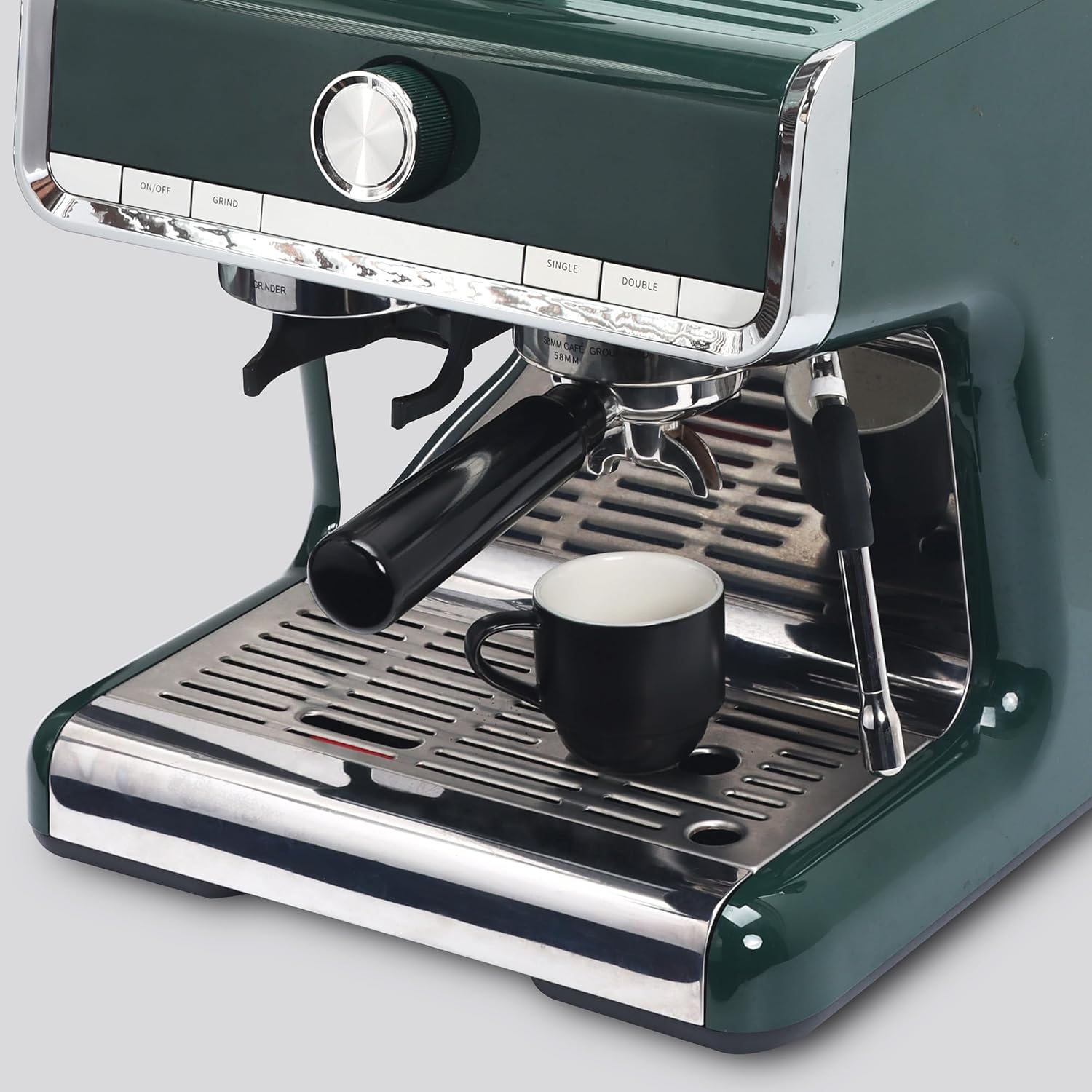 Lareina 3-Ounce Espresso Cups Set of 4, Small Stackable Coffee Cups with Saucers, Spoons and Metal Stand, Ceramic Demitasse Mugs, Espresso Accessories for Machine, Black