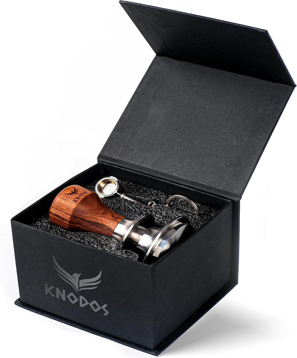 58.5mm Gaggia Classic Pro, E24, Evo Accessories by KNODOS Premium 58mm Bottomless Portafilter, Precision 58.5mm Calibrated Tamper & 58.5 mm Adjustable Coffee Distributor