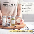 Glass Spice Jars with Labels with Metal Lids and Shakers Minimalist 24 Pack Set, 4oz Small Clear Empty Spice Bottles Seasoning Containers with Label Organizer Square Herb Seasoning Jars for Kitchen