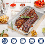 P&P CHEF 16 Inch Baking Cookie Sheet, Oven Pan Tray Stainless Steel Sheet Pan for Kitchen, Oven Bakeware for Multi Uses, Shiny Look & Dishwasher Safe, Healthy & Heavy Duty, 2Pcs