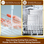 P&P CHEF 16 + 12.5 Inch Stainless Steel Baking Sheet with Rack Set (2 Pans+ 2 Racks), Cookie Sheets Baking Trays and Cooling Wire Racks, Oven & Dishwasher Safe, Pans with Flat Racks