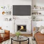 Heimlove 36 Inch Floating Shelves for Wall 8 Inch Deep White Shelves Set of 2,Wall Mounted Rustic Wood Long Floating Shelf with Invisible Brackets for Bedroom Kitchen Living Room