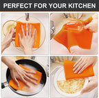 Kitinjoy 100% Cotton Kitchen Dish Cloths, 12 Pack Waffle Weave Ultra Soft Absorbent Dish Towels for Drying Dishes Quick Drying Kitchen Towels Dish Rags, 12 X 12Inch, Orange
