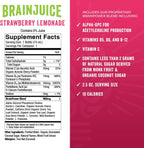 BrainJuice Energy & Focus Shot, Gluten Free Supplement, Healthy Drinks with Alpha GPC, Vitamin B & Organic Green Tea Extract Caffeine, Strawberry Lemonade, 2.5 fl oz, 12 Pack