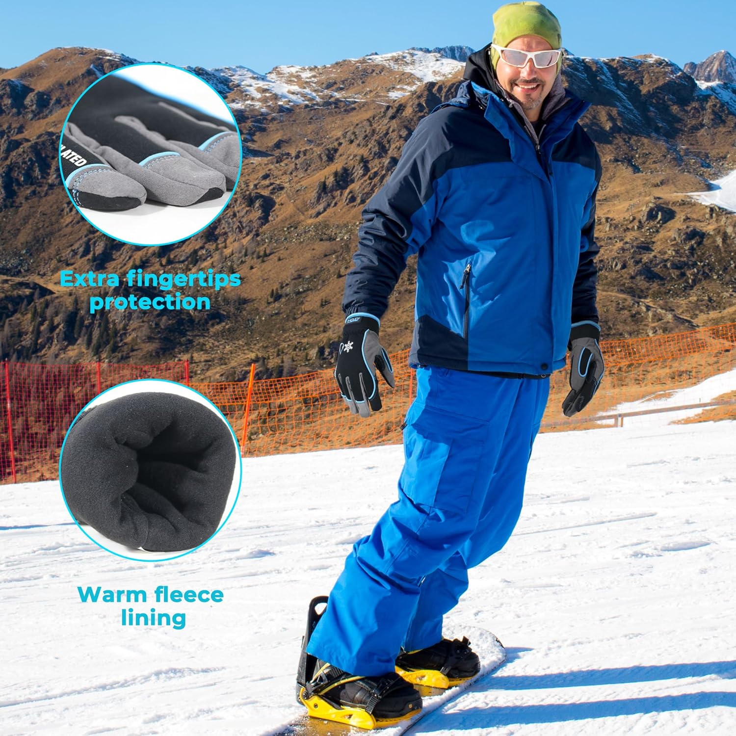 HANDLANDY Waterproof Insulated Work Gloves, 3M Thinsulate Thermal Winter Gloves for Men Women Touch Screen, Warm Ski Snowboard Cold Weather Gloves (XL, Blue)